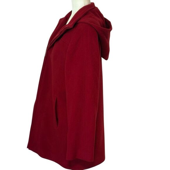 Calvin Klein Red Wool and Cashmere Coat with Zipper Front. Size M. Great Cond!! - Picture 4 of 15